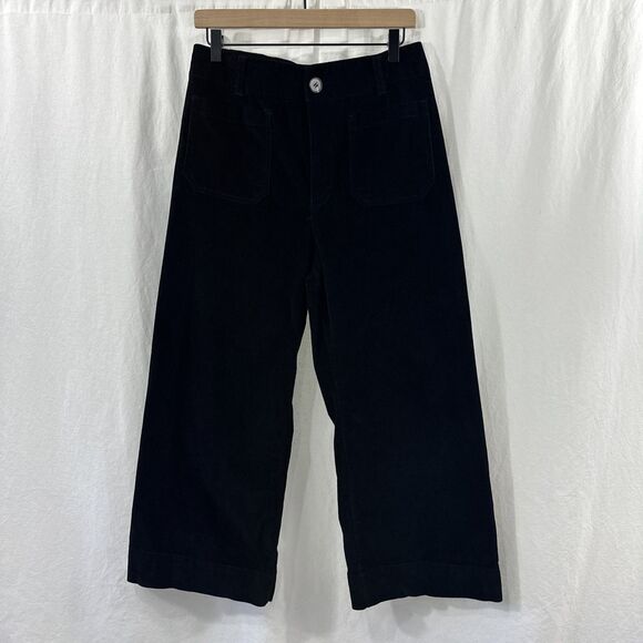 Velvet Heart Black Corduroy Wide Leg Patch Pocket Crop Pants Womens Size 29 - Picture 1 of 11